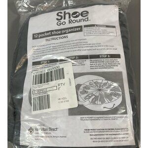 Shoe Go Round 12-Pocket Organizer with 360° Zipper and Clear Cover, Grey